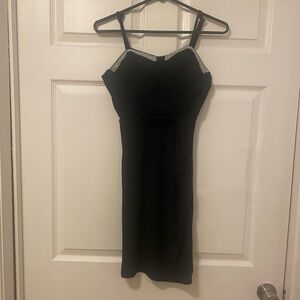 Black silk dress with sliver accents